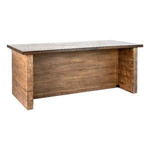 Benjara Amry Counter Table- 90&quot Rectangular Top- Natural Brown Pine Wood