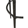Benjara Mey Counter Stool- Brown Leather Round Seat- Black Forged Iron Base