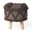 Benjara Footstool Ottoman- Handcrafted Boho Design- Brown Woven Seat- Wood