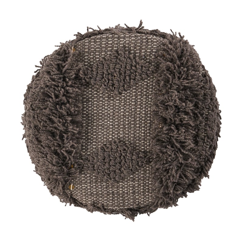 Benjara Footstool Ottoman- Handcrafted Boho Design- Brown Woven Seat- Wood