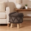Benjara Footstool Ottoman- Handcrafted Boho Design- Brown Woven Seat- Wood