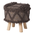 Benjara Footstool Ottoman- Handcrafted Boho Design- Brown Woven Seat- Wood