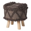 Benjara Footstool Ottoman- Handcrafted Boho Design- Brown Woven Seat- Wood
