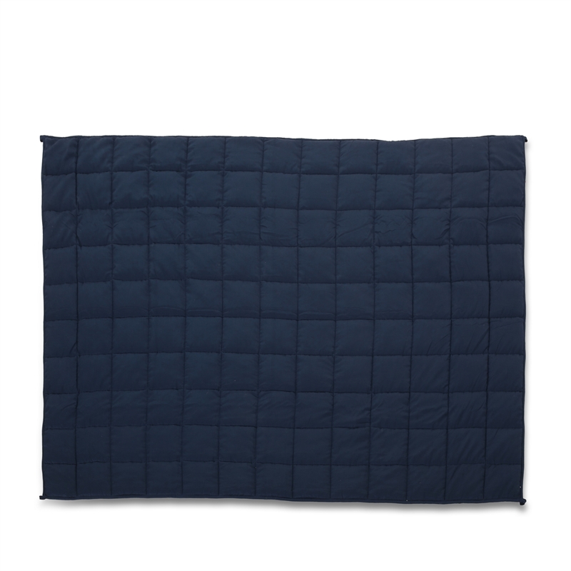 Benjara Blankie 20lbs Weighted Blanket- 60 x 80 Cotton Multilayer- Navy Blue