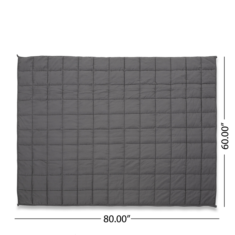 Benjara Blankie 20lbs Weighted Blanket- 60 x 80 Cotton Multilayer- Dark Gray