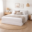 Benjara Swan King Size Mattress Protector- Waterproof Coating- White Polyester