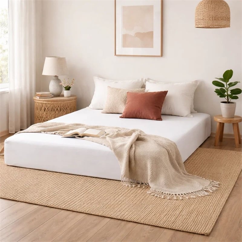Benjara Swan King Size Mattress Protector- Waterproof Coating- White Polyester