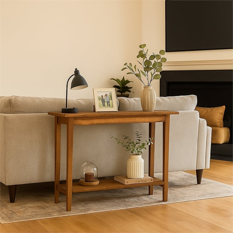Benjara Duro Sofa Console Table with Open Shelf- Reclaimed Wood- Antique Brown