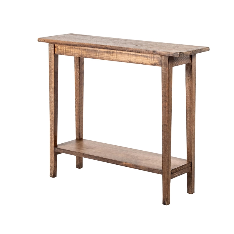 Benjara Duro Sofa Console Table with Open Shelf- Reclaimed Wood- Antique Brown
