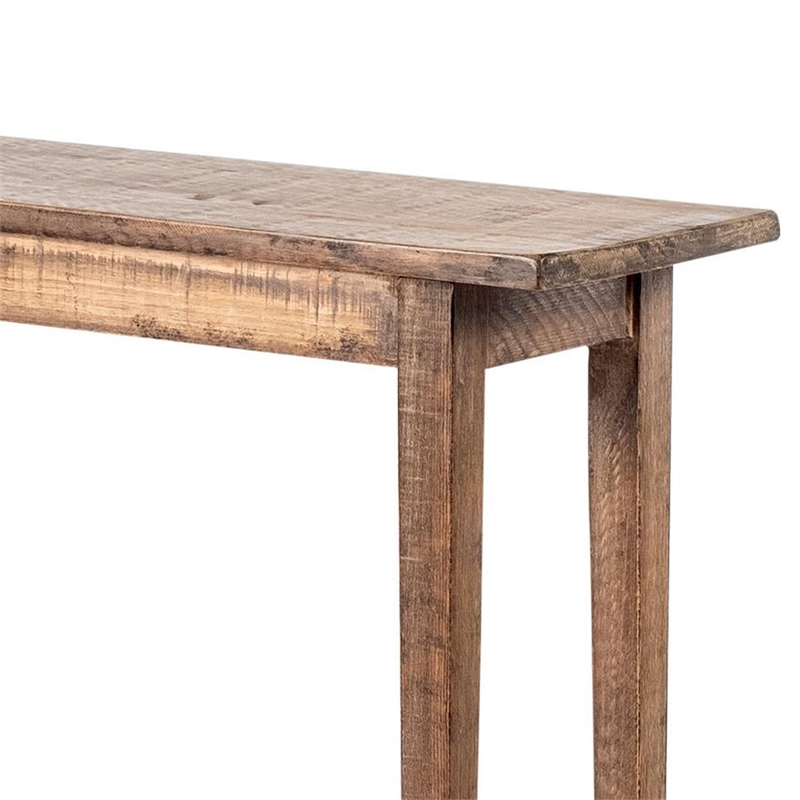 Benjara Duro Sofa Console Table with Open Shelf- Reclaimed Wood- Antique Brown
