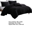 Benjara Sieno 4pc King Comforter Set- Shams- Black Faux Fur- Micro Mink Back