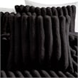Benjara Sieno 4pc Queen Comforter Set- Shams- Black Faux Fur- Micro Mink Back
