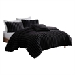 Benjara Sieno 4pc Queen Comforter Set- Shams- Black Faux Fur- Micro Mink Back