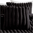 Benjara Sieno 4pc Queen Comforter Set- Shams- Black Faux Fur- Micro Mink Back