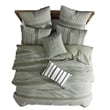 Benjara Meo 5pc King Size Comforter Set- Green Textured Woven Jacquard Stripe
