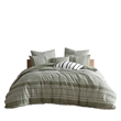 Benjara Meo 5pc King Size Comforter Set- Green Textured Woven Jacquard Stripe