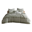 Benjara Meo 5pc Queen Size Comforter Set- Green Textured Woven Jacquard Stripe