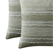 Benjara Meo Euro Sham- Textured Woven Jacquard Stripe- Green Cotton- 26 x 26