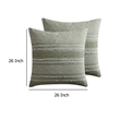 Benjara Meo Euro Sham- Textured Woven Jacquard Stripe- Green Cotton- 26 x 26