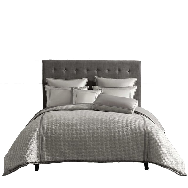 Benjara Loi 8pc King Comforter Set with Pillows- Shams- Reversible Gray Silver