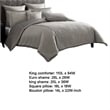 Benjara Loi 8pc King Comforter Set with Pillows- Shams- Reversible Gray Silver