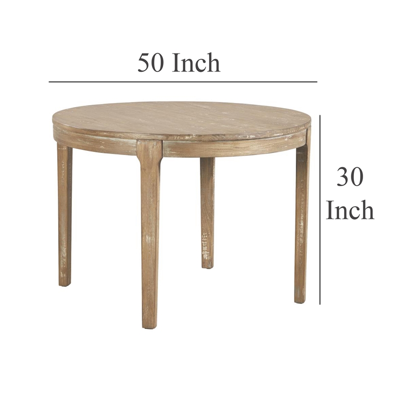 Benjara Tuley Dining Table- Tapered Legs- Pine Wood- Gray- 42