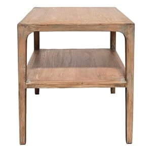 Benjara Tuley Corner End Table- Storage Shelf- Gray Pine Wood- 22in Square