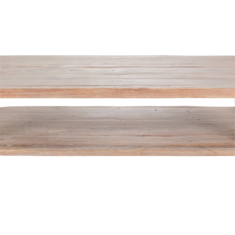 Benjara Tuley Coffee Table- Storage Shelf- Reclaimed Pine Wood- Gray- 48 Inch