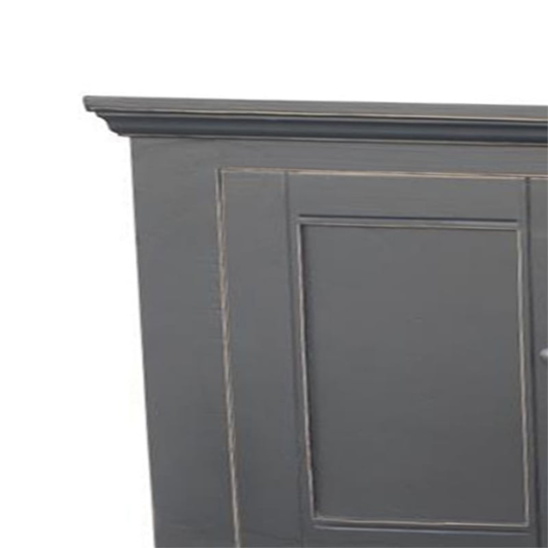 Benjara Miy Sideboard Buffet Cabinet- 6 Door- Matte Black Pine Wood 106 Inch