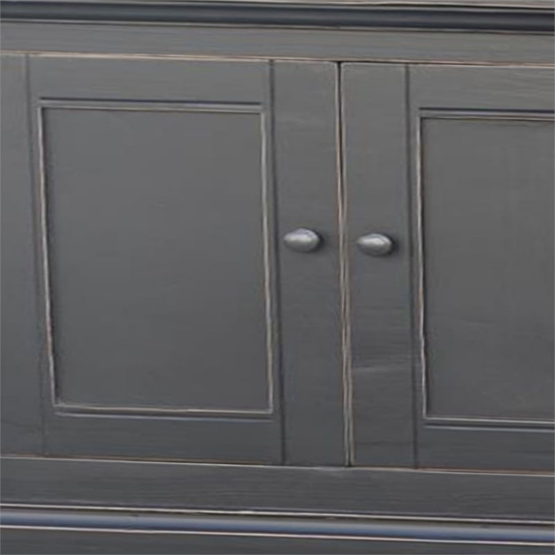 Benjara Miy Sideboard Buffet Cabinet- 6 Door- Matte Black Pine Wood 106 Inch