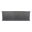 Benjara Miy Sideboard Buffet Cabinet- 6 Door- Matte Black Pine Wood 106 Inch