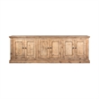 Benjara Miy Sideboard Buffet Cabinet- 6 Door- Natural Brown Pine Wood 106 Inch