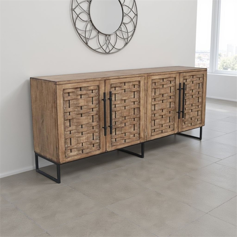 Benjara Osin Sideboard Buffet Cabinet- 4 Door- 83
