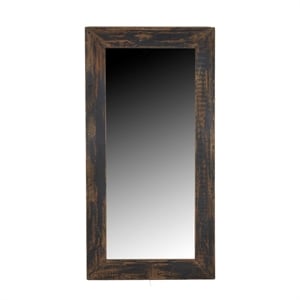 Benjara Freestanding Mirror- 80&quot Rectangular Reclaimed Wood- Antique Black