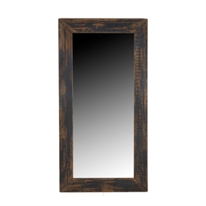Benjara Freestanding Mirror- 80&quot Rectangular Reclaimed Wood- Antique Black