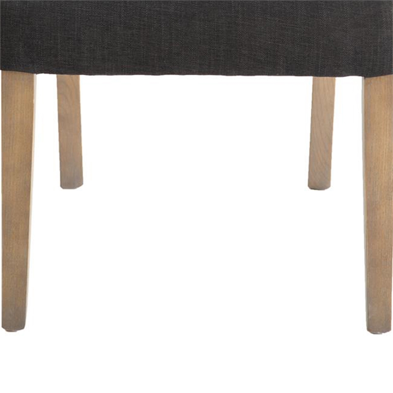 Benjara Zeus Dining Side Chair Set of 2- Black Fabric- Gray Tapered Legs