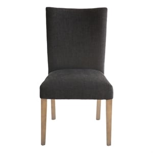 Benjara Zeus Dining Side Chair Set of 2- Black Fabric- Gray Tapered Legs