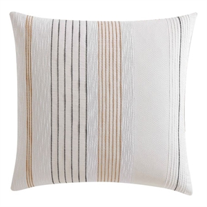 Benjara Jela Euro Sham with Clipped Jacquard Stripes- White Cotton- 26 x 26