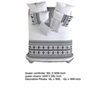 Benjara Jim 5pc Queen Size Comforter Set- Shams- White Black Jacquard Stripe