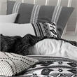 Benjara Jim 5pc Queen Size Comforter Set- Shams- White Black Jacquard Stripe