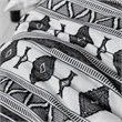 Benjara Jim 5pc Queen Size Comforter Set- Shams- White Black Jacquard Stripe