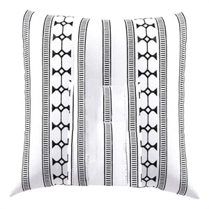 Benjara Jim Euro Sham with Black and White Clipped Jacquard Stripe- 26 x 26