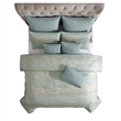 Benjara Teesa 9pc Queen Comforter Set- Shams- Blue and Gold Woven Jacquard