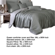 Benjara Keo 9pc King Comforter Set- Reversible- Soft Sage Gray Silky Fabric