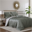Benjara Keo 9pc King Comforter Set- Reversible- Soft Sage Gray Silky Fabric