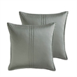 Benjara Keo 8pc Queen Comforter Set- Reversible- Shams- Sage Gray Silky Fabric
