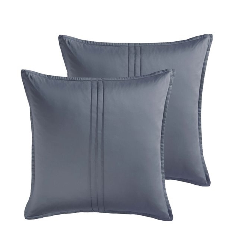 Benjara Keo 8pc Queen Comforter Set- Reversible- Shams Smoke Blue Silky Fabric