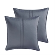 Benjara Keo 8pc Queen Comforter Set- Reversible- Shams Smoke Blue Silky Fabric