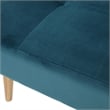 Benjara Ottoman- Tufted Teal Velvet- Brown Tapered Wood Legs- Square 31 Inch
