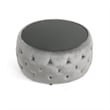 Benjara Pirana Ottoman Coffee Table- Gray Tuft Velvet- 30